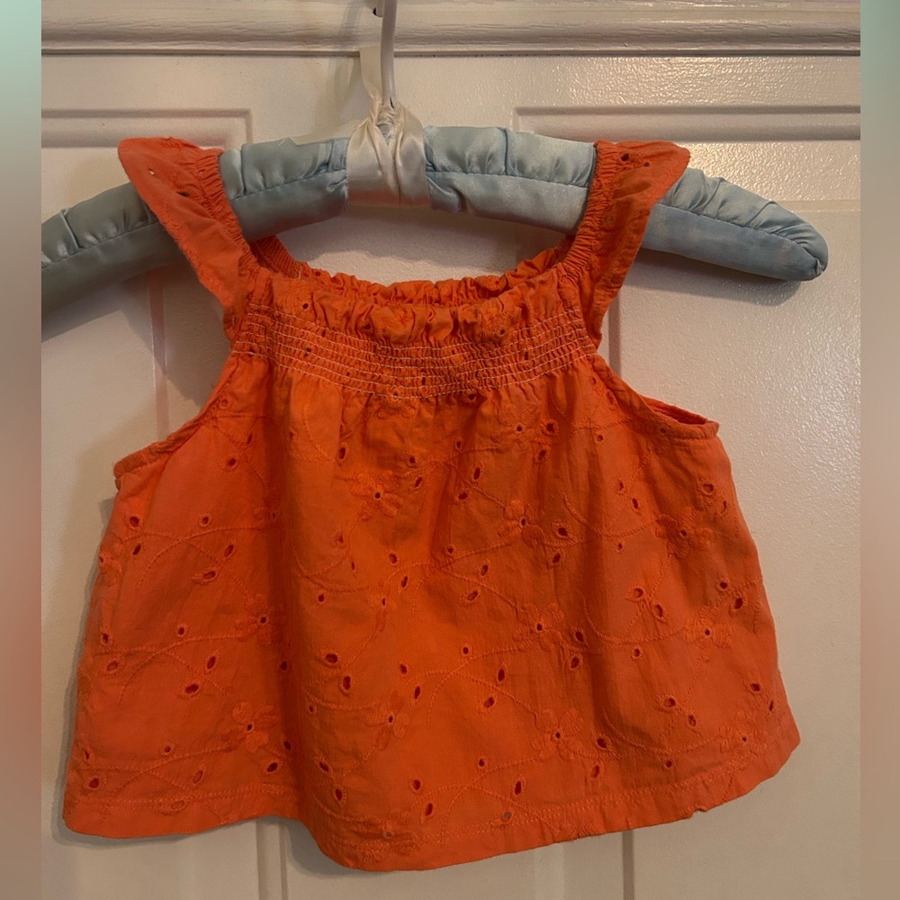 4/$20🌷🧡Baby Oshkosh B’Gosh Light Orange Flutter Sleeve Blouse🧡 2000’s ✨ - Picture 7 of 9
